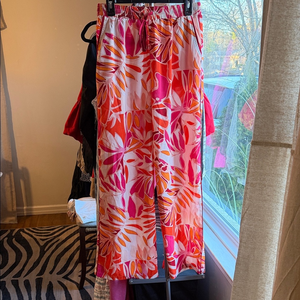 Pinch Pink and Orange Leaf Print Pants